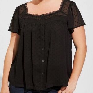Torrid Chiffon Clip Dot Flutter Sleeve Blouse
